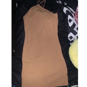 Tan open knit dress